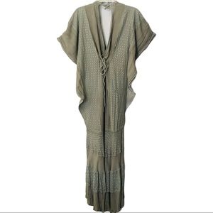 Free People Moss Green Boho Kaftan Dress SP
